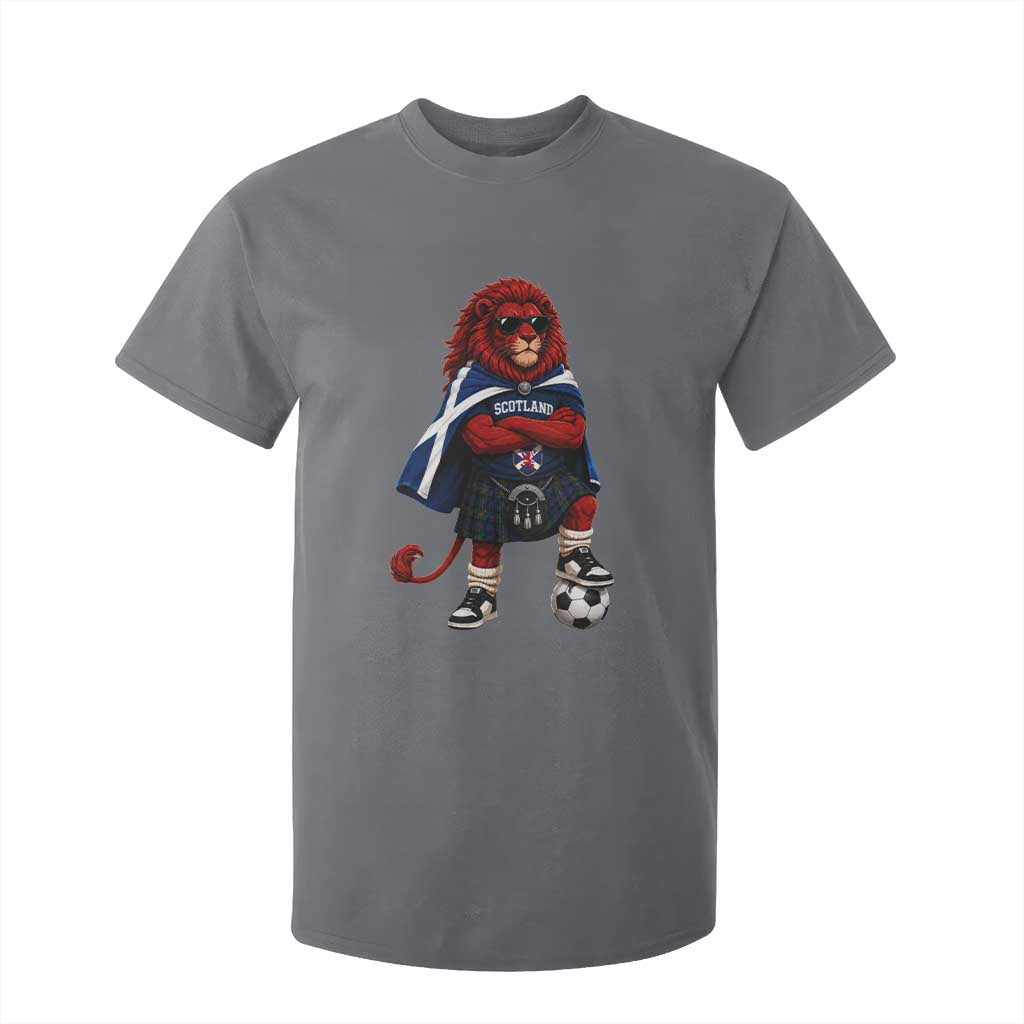 Scotland Rampant Lion Soccer Fan T Shirt For Kid Scottish Pride Red Lion in Kilt with Sunglasses Football