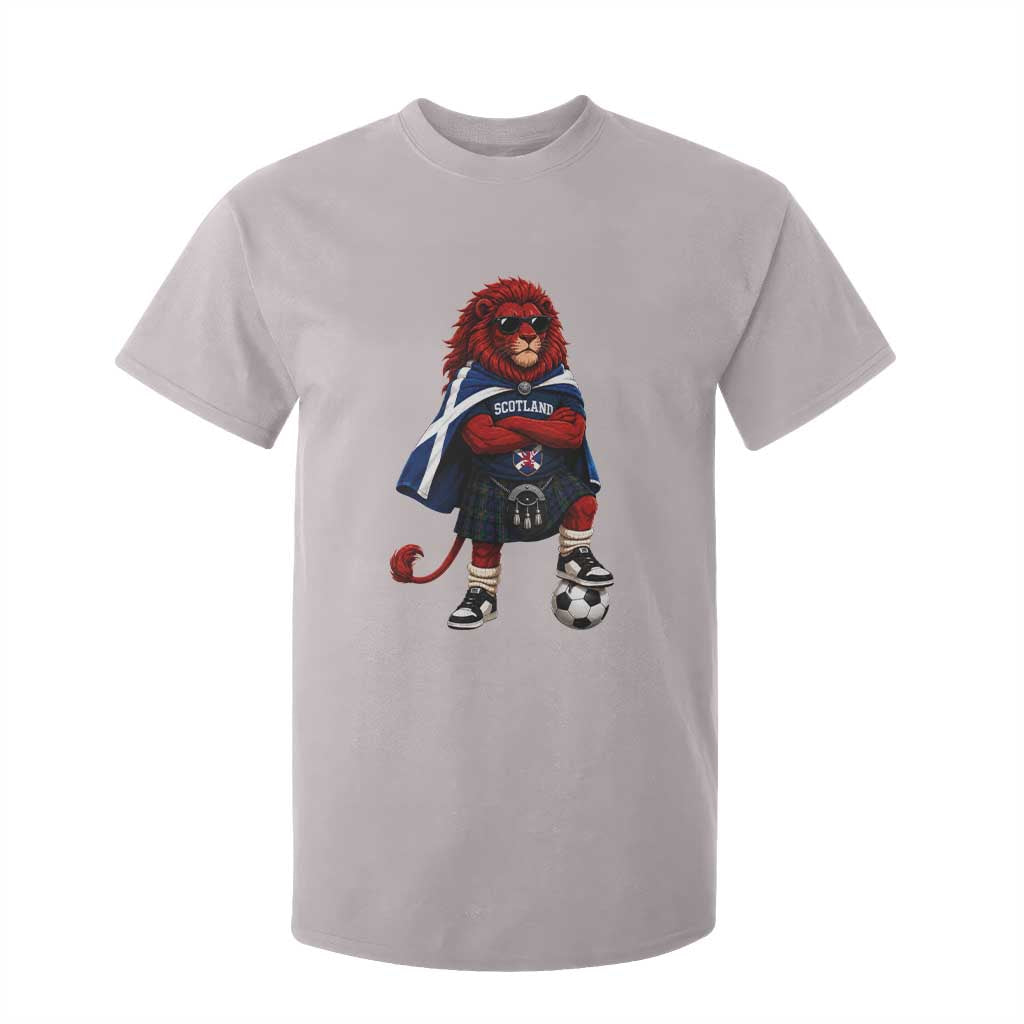 Scotland Rampant Lion Soccer Fan T Shirt For Kid Scottish Pride Red Lion in Kilt with Sunglasses Football