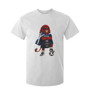 Scotland Rampant Lion Soccer Fan T Shirt For Kid Scottish Pride Red Lion in Kilt with Sunglasses Football