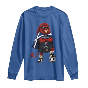 Scotland Rampant Lion Soccer Fan Long Sleeve Shirt Scottish Pride Red Lion in Kilt with Sunglasses Football