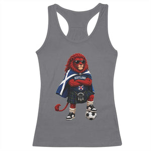 Scotland Rampant Lion Soccer Fan Racerback Tank Top Scottish Pride Red Lion in Kilt with Sunglasses Football