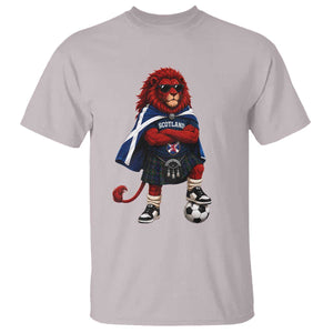 Scotland Rampant Lion Soccer Fan T Shirt Scottish Pride Red Lion in Kilt with Sunglasses Football