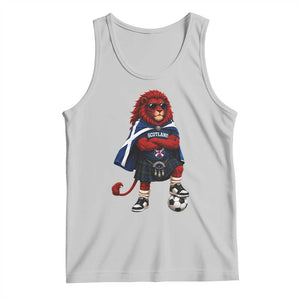 Scotland Rampant Lion Soccer Fan Tank Top Scottish Pride Red Lion in Kilt with Sunglasses Football