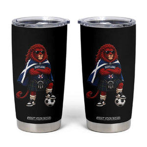 Scotland Rampant Lion Soccer Fan Tumbler Cup Scottish Pride Red Lion in Kilt with Sunglasses Football