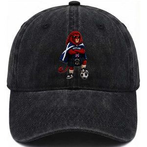 Scotland Rampant Lion Soccer Fan Washed Cotton Baseball Cap Scottish Pride Red Lion in Kilt with Sunglasses Football