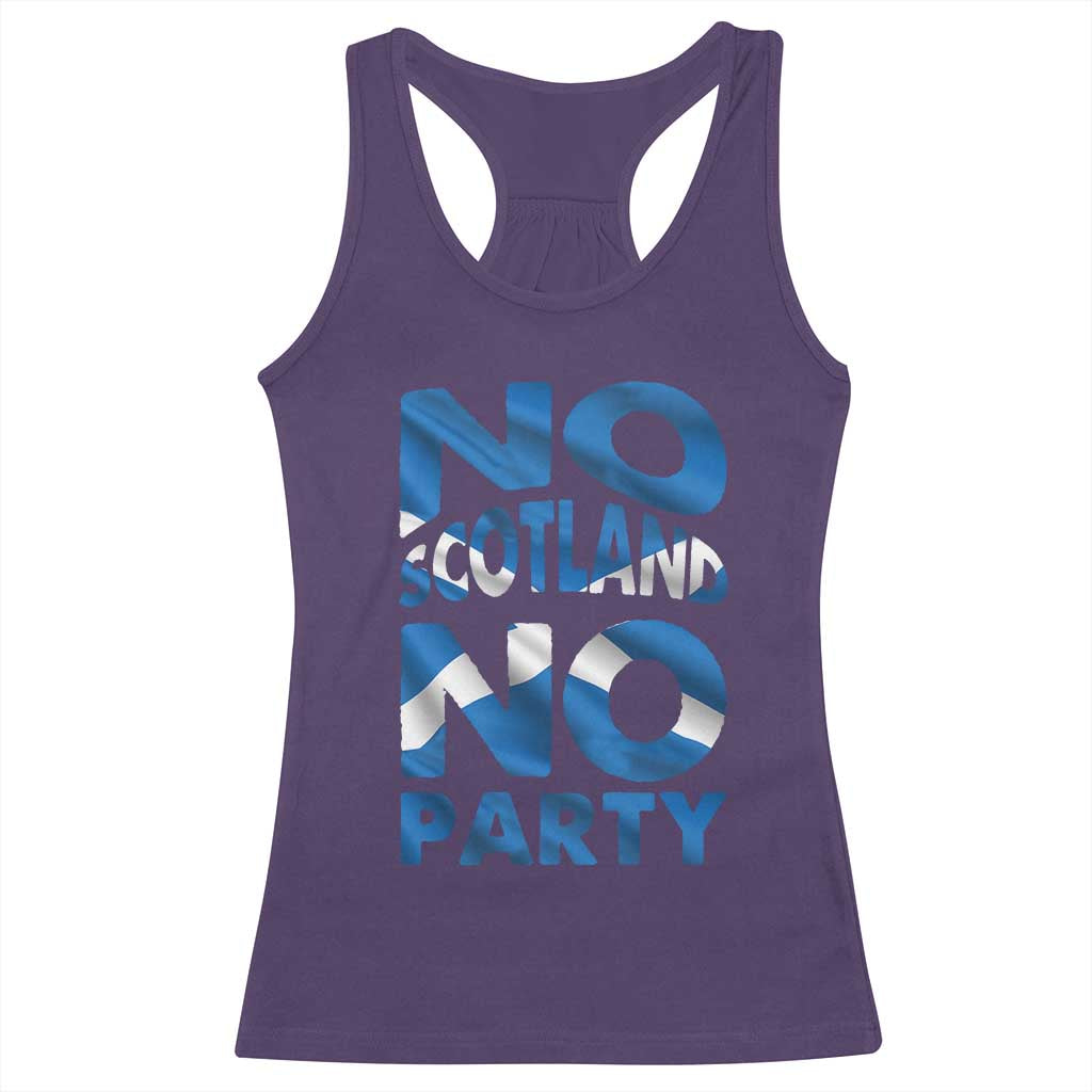 No Scotland No Party Scottish Racerback Tank Top Retro Scottish Banner Fan Scotland Flag