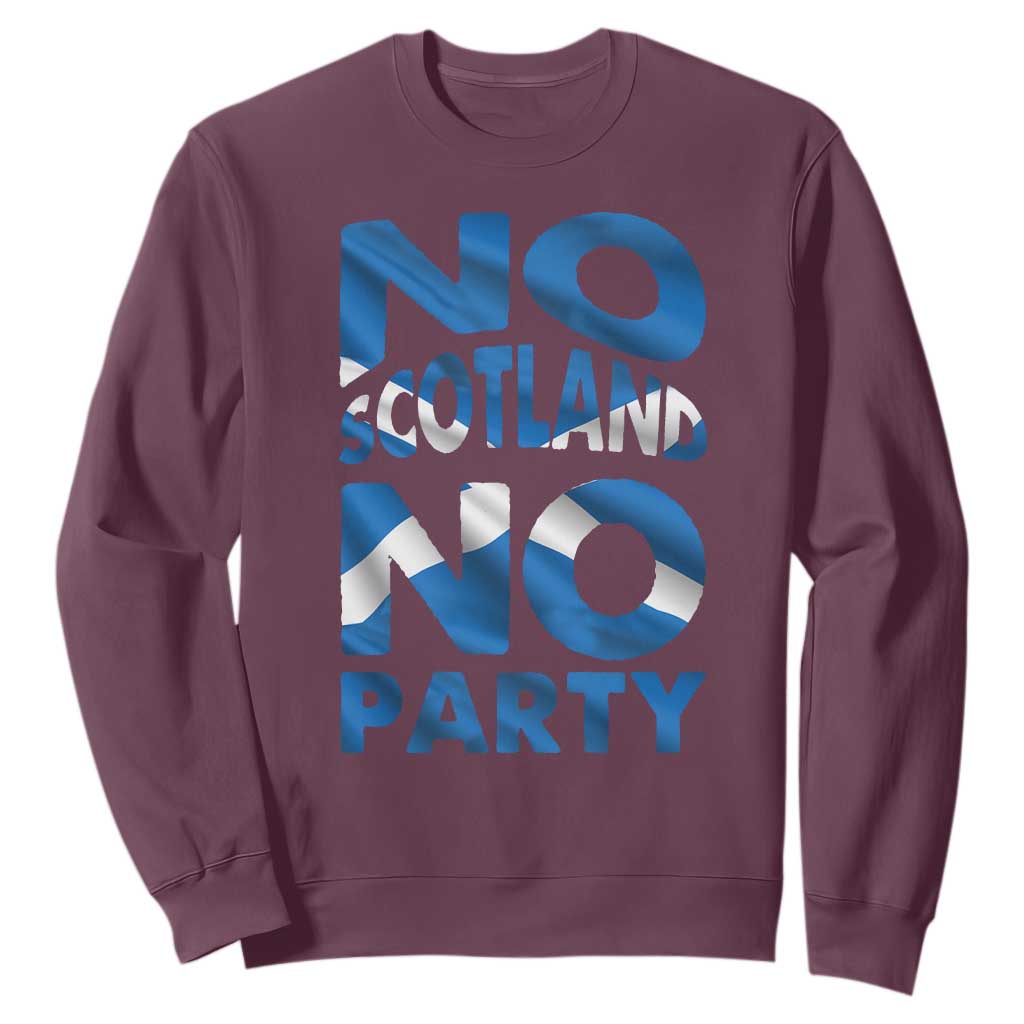 No Scotland No Party Scottish Sweatshirt Retro Scottish Banner Fan Scotland Flag