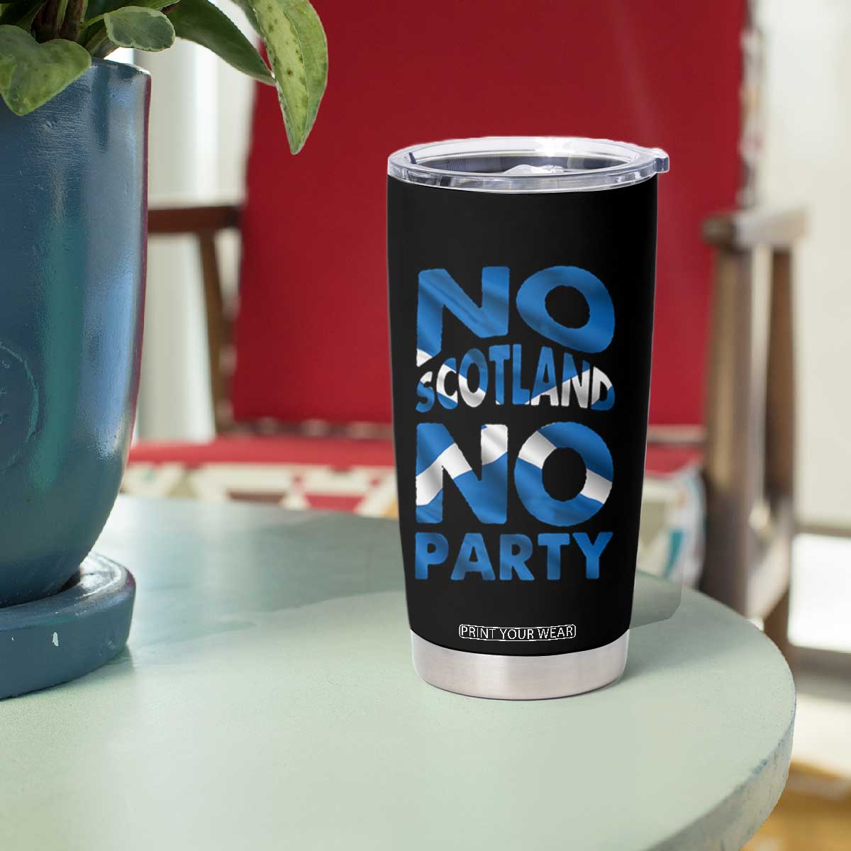 No Scotland No Party Scottish Tumbler Cup Retro Scottish Banner Fan Scotland Flag