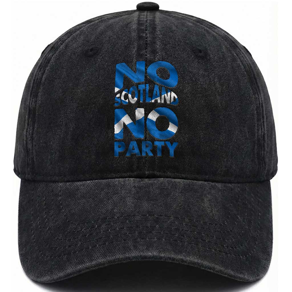 No Scotland No Party Scottish Washed Cotton Baseball Cap Retro Scottish Banner Fan Scotland Flag TS10 Print Your Wear