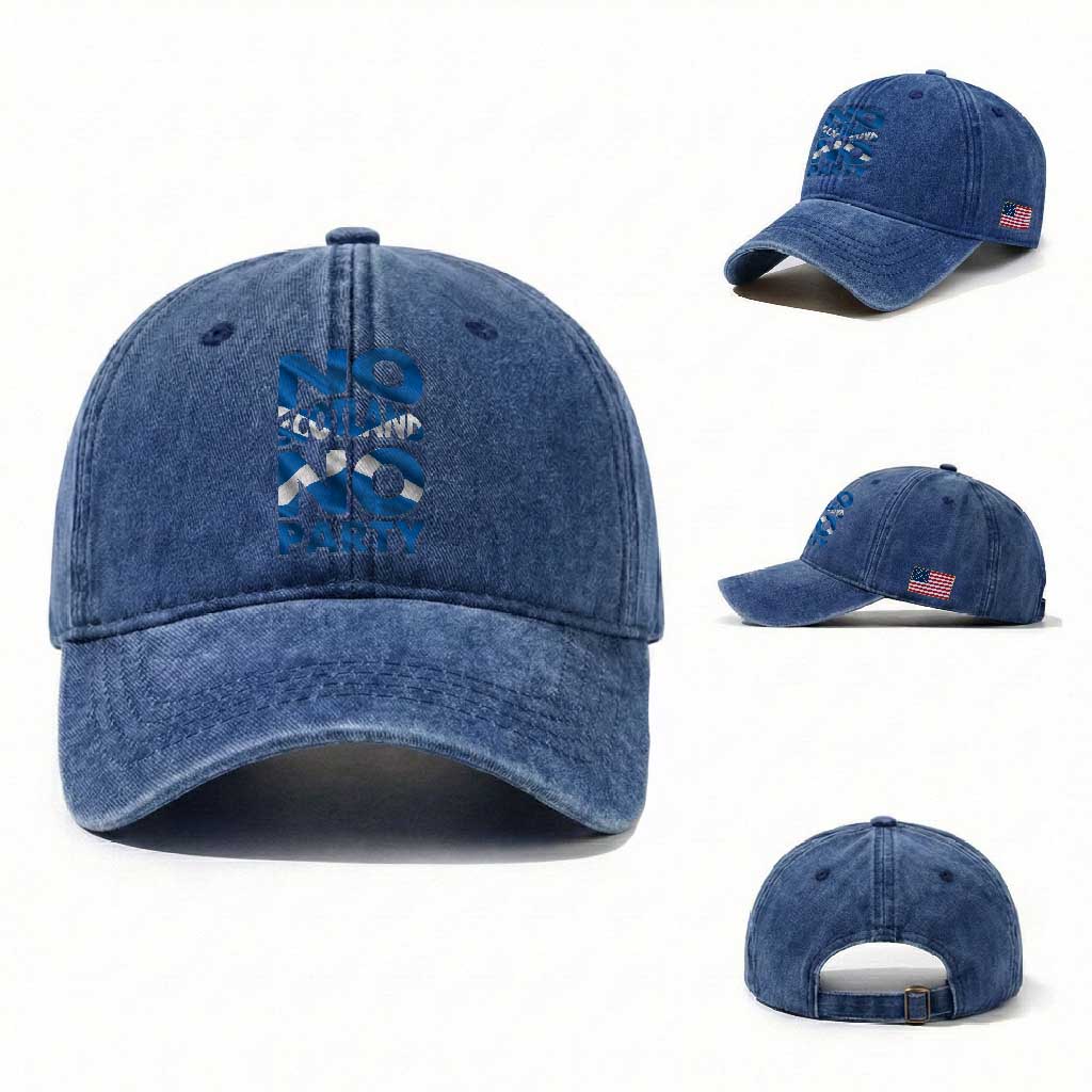 No Scotland No Party Scottish Washed Cotton Baseball Cap Retro Scottish Banner Fan Scotland Flag