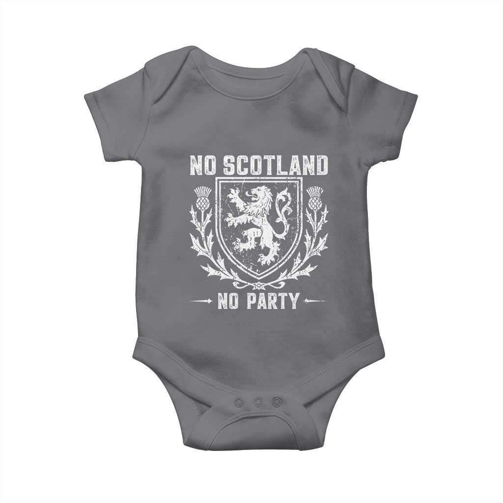 No Scotland No Party Scottish Flag Baby Onesie Retro Scotland Rampant Lion