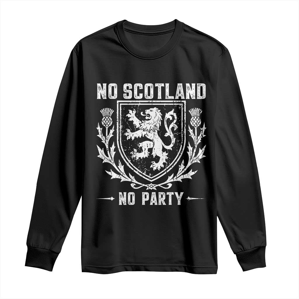 No Scotland No Party Scottish Flag Long Sleeve Shirt Retro Scotland Rampant Lion TS10 Black Print Your Wear