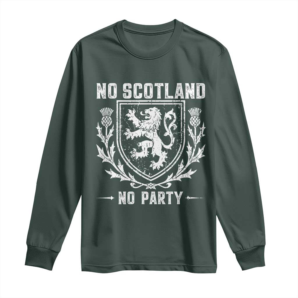 No Scotland No Party Scottish Flag Long Sleeve Shirt Retro Scotland Rampant Lion