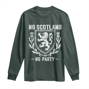 No Scotland No Party Scottish Flag Long Sleeve Shirt Retro Scotland Rampant Lion
