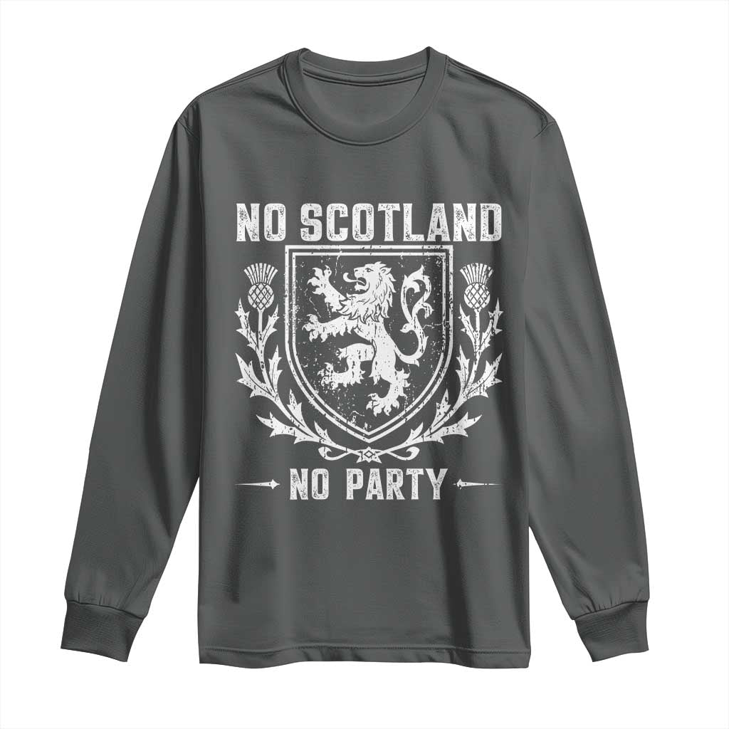 No Scotland No Party Scottish Flag Long Sleeve Shirt Retro Scotland Rampant Lion