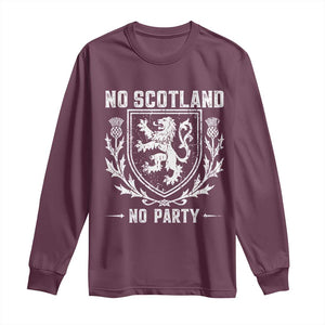 No Scotland No Party Scottish Flag Long Sleeve Shirt Retro Scotland Rampant Lion