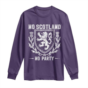 No Scotland No Party Scottish Flag Long Sleeve Shirt Retro Scotland Rampant Lion