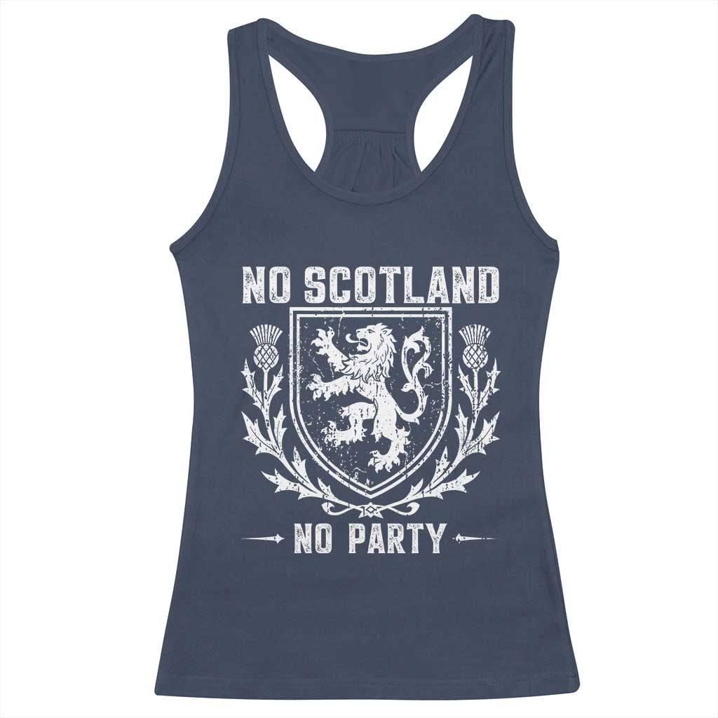 No Scotland No Party Scottish Flag Racerback Tank Top Retro Scotland Rampant Lion