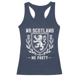 No Scotland No Party Scottish Flag Racerback Tank Top Retro Scotland Rampant Lion