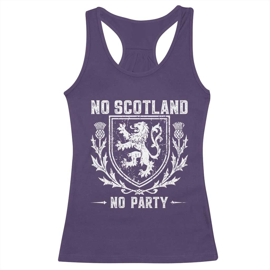 No Scotland No Party Scottish Flag Racerback Tank Top Retro Scotland Rampant Lion