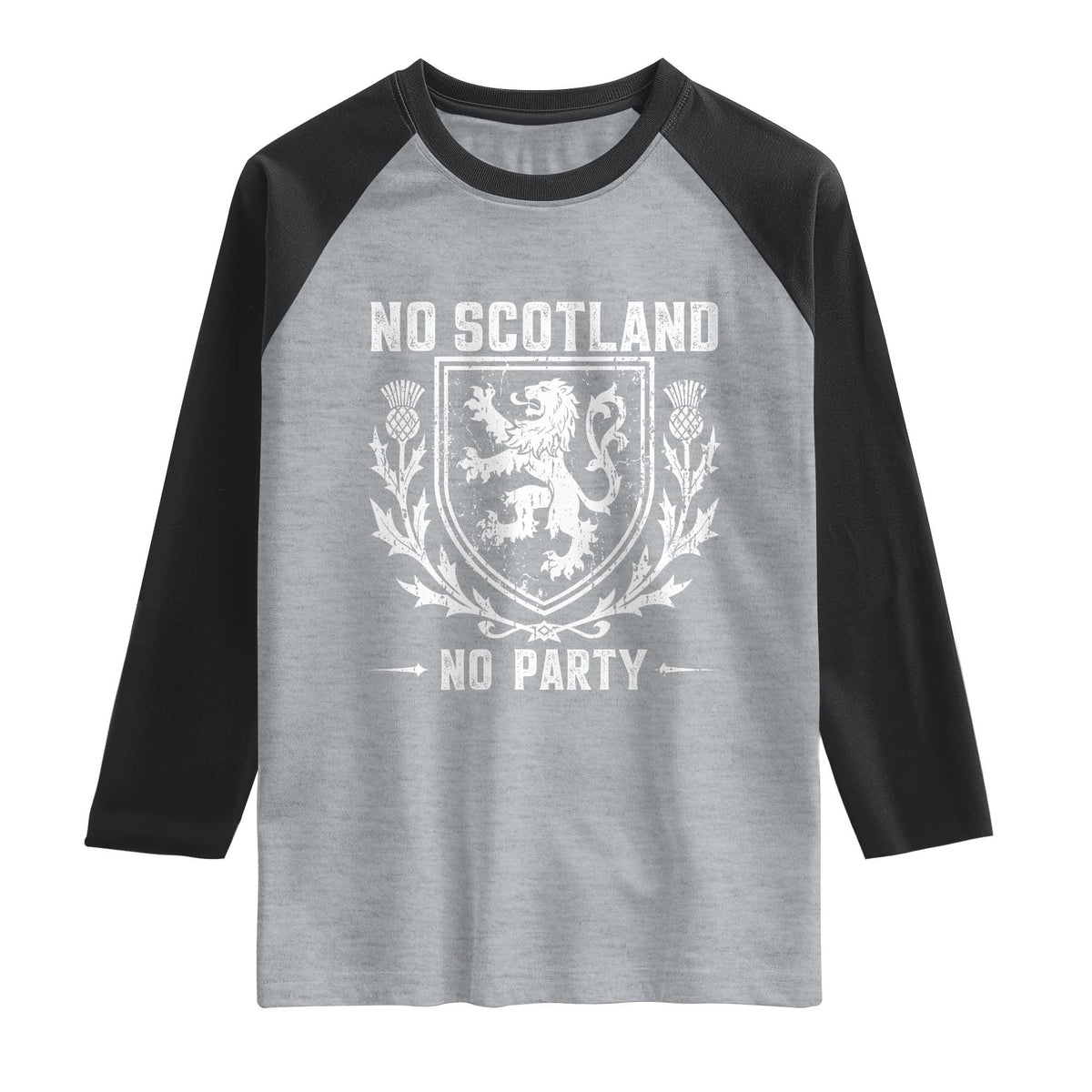 No Scotland No Party Scottish Flag Raglan Shirt Retro Scotland Rampant Lion