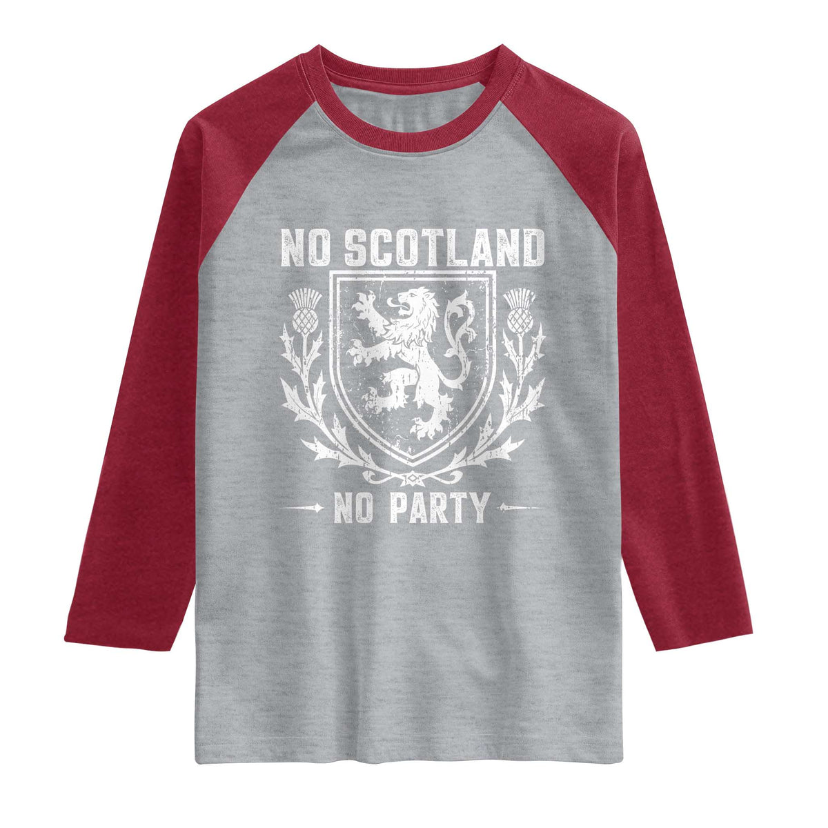 No Scotland No Party Scottish Flag Raglan Shirt Retro Scotland Rampant Lion