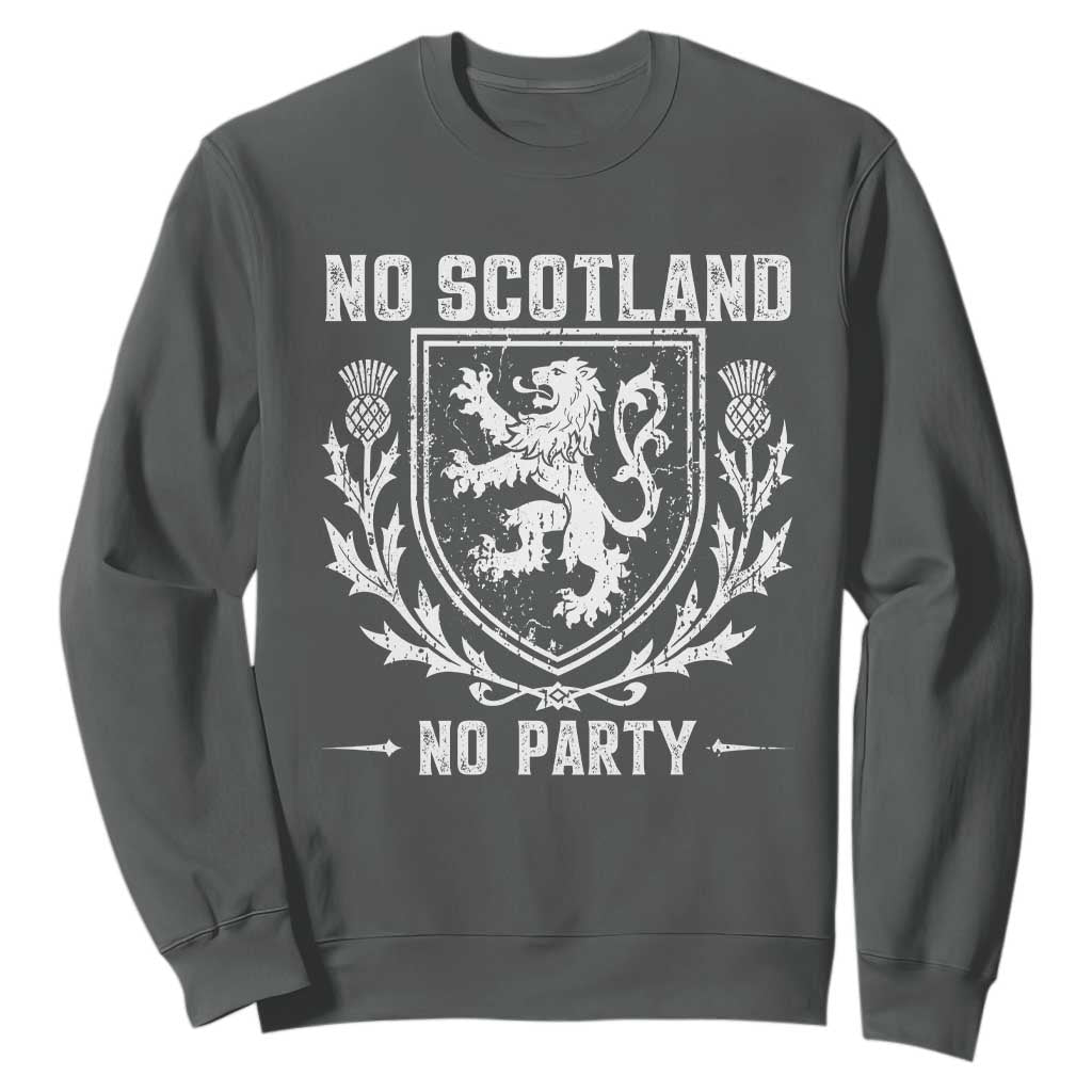 No Scotland No Party Scottish Flag Sweatshirt Retro Scotland Rampant Lion
