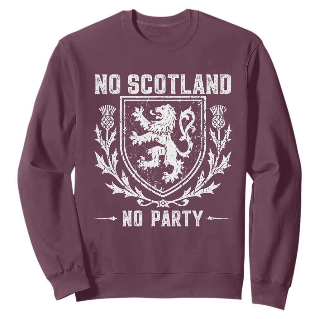 No Scotland No Party Scottish Flag Sweatshirt Retro Scotland Rampant Lion