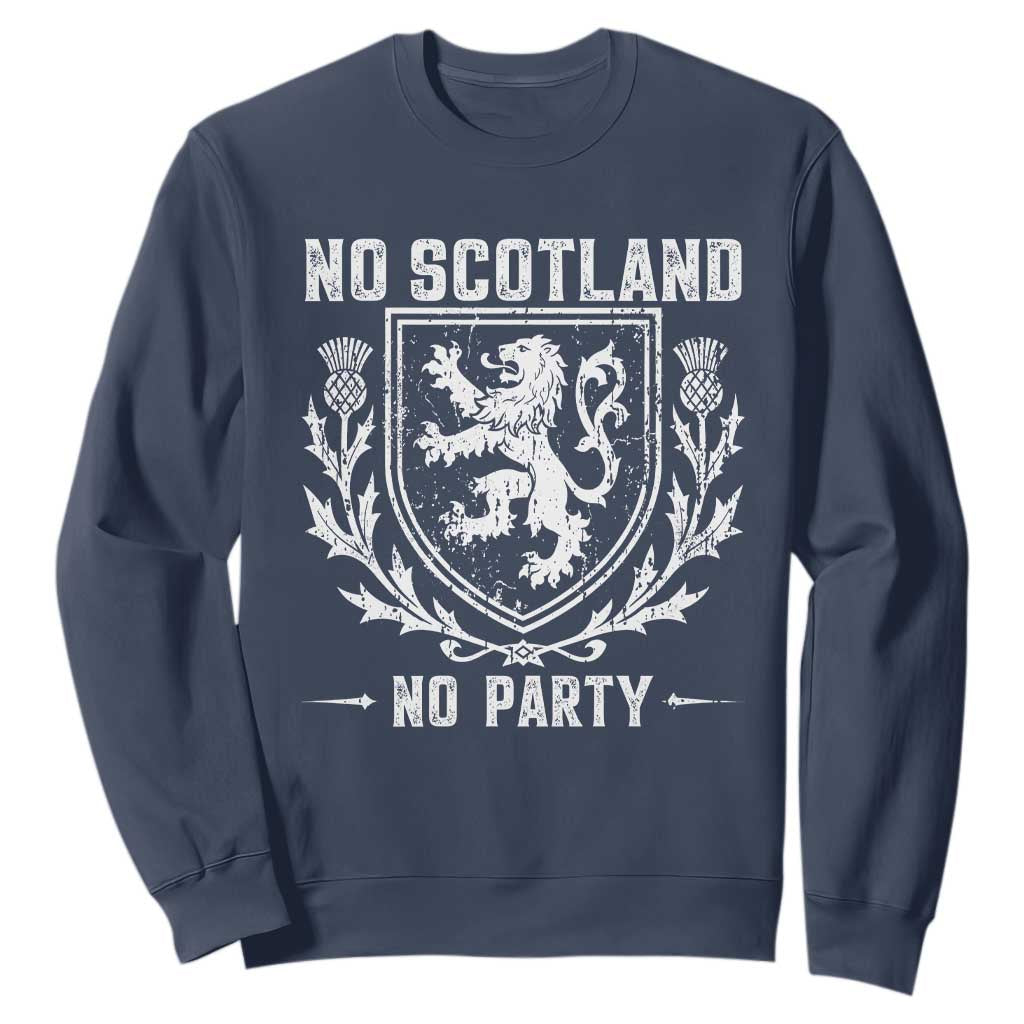 No Scotland No Party Scottish Flag Sweatshirt Retro Scotland Rampant Lion
