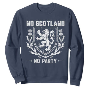 No Scotland No Party Scottish Flag Sweatshirt Retro Scotland Rampant Lion
