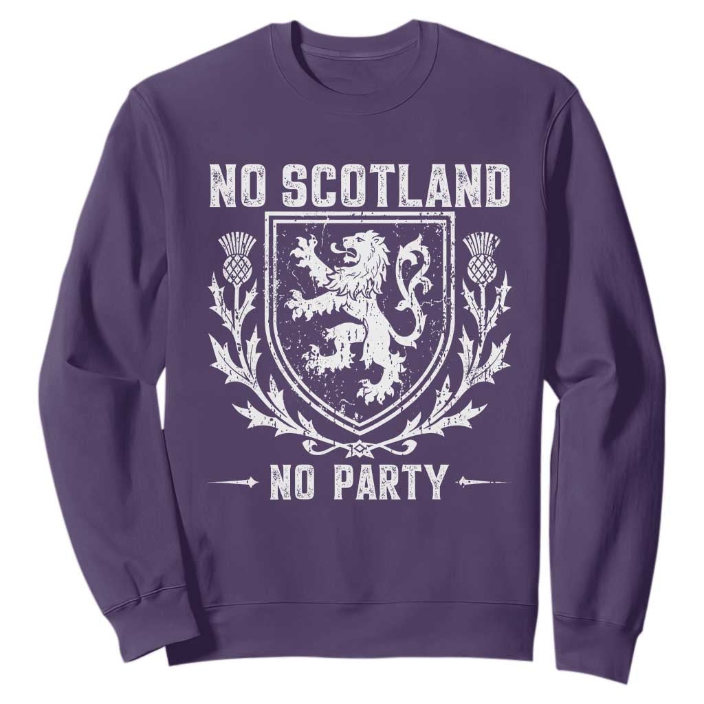 No Scotland No Party Scottish Flag Sweatshirt Retro Scotland Rampant Lion