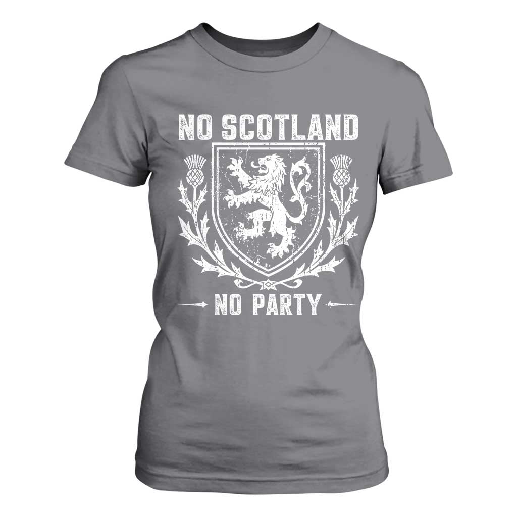 No Scotland No Party Scottish Flag T Shirt For Women Retro Scotland Rampant Lion