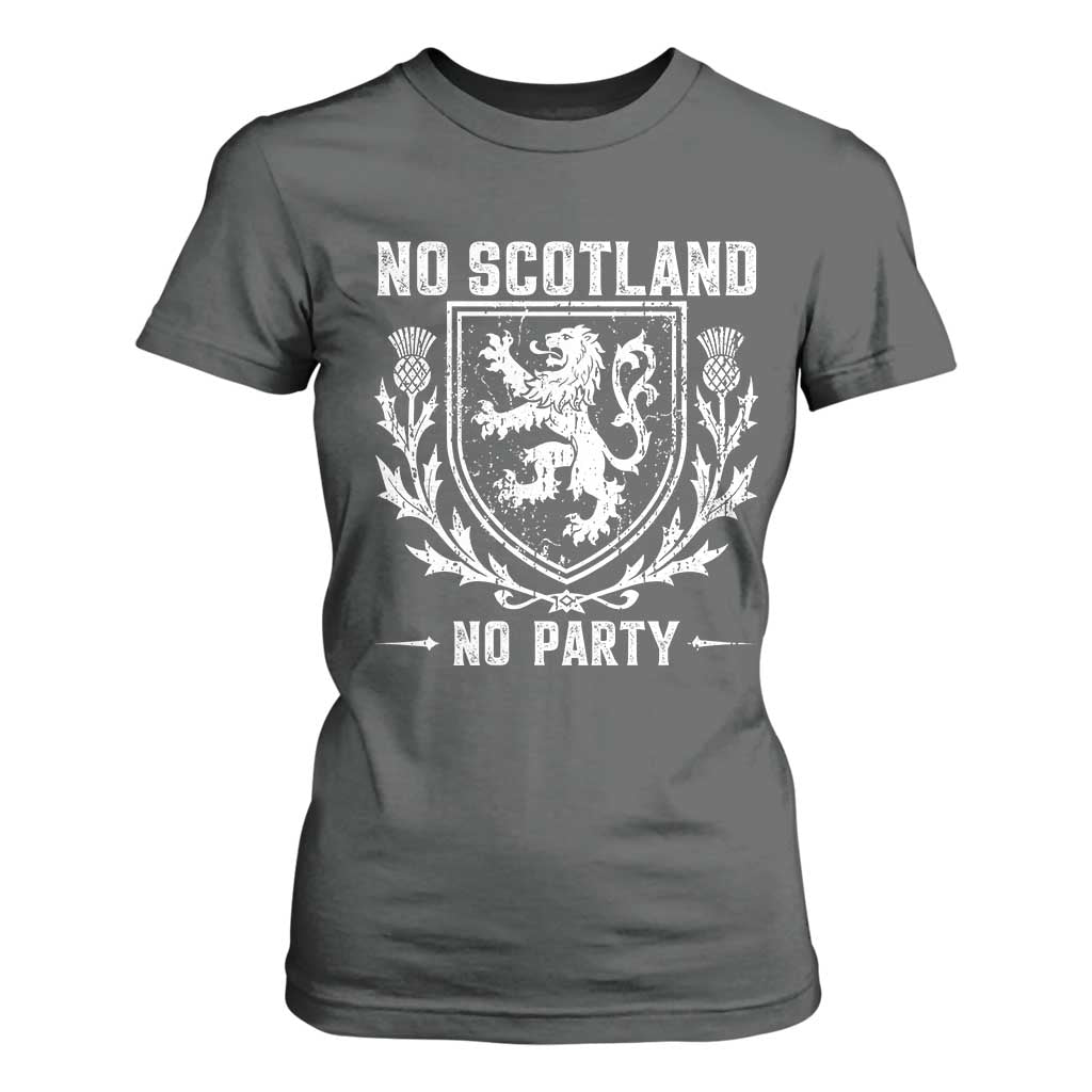 No Scotland No Party Scottish Flag T Shirt For Women Retro Scotland Rampant Lion