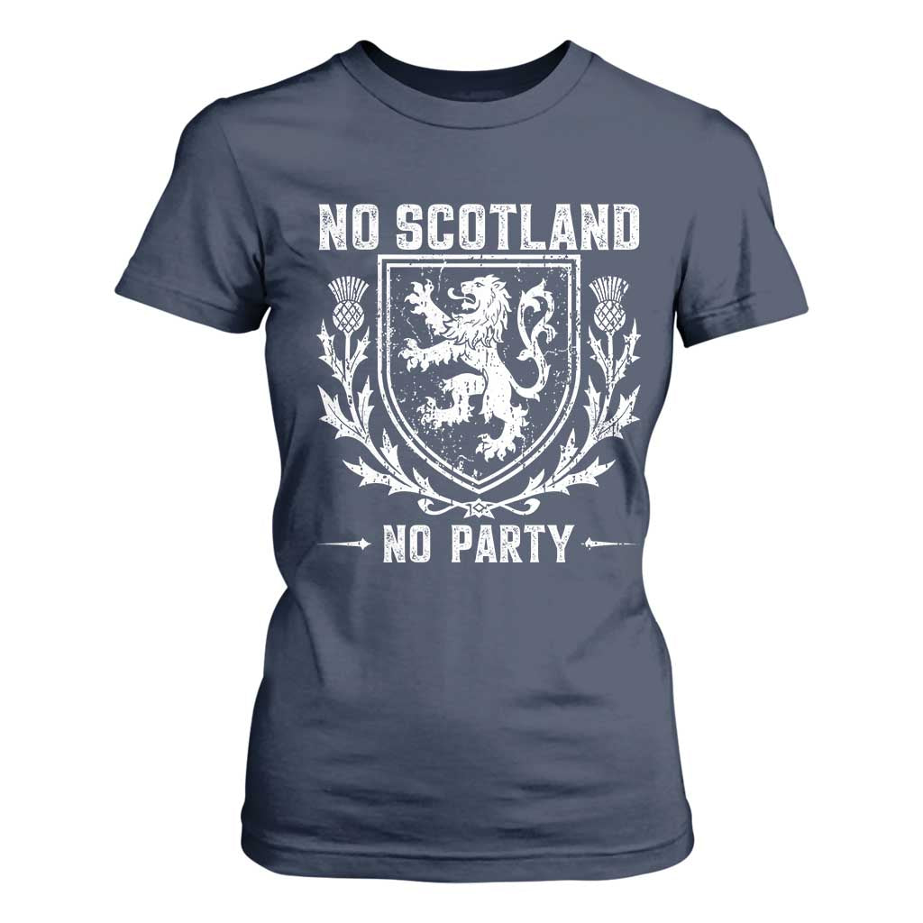 No Scotland No Party Scottish Flag T Shirt For Women Retro Scotland Rampant Lion
