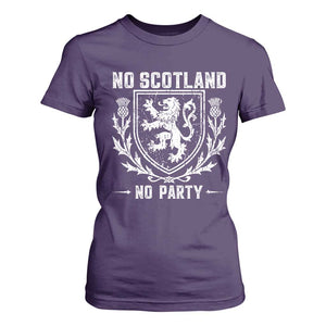 No Scotland No Party Scottish Flag T Shirt For Women Retro Scotland Rampant Lion