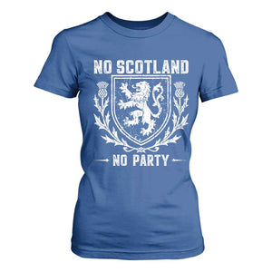 No Scotland No Party Scottish Flag T Shirt For Women Retro Scotland Rampant Lion