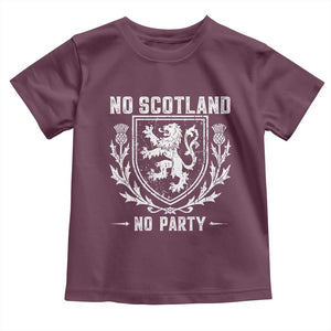 No Scotland No Party Scottish Flag Toddler T Shirt Retro Scotland Rampant Lion