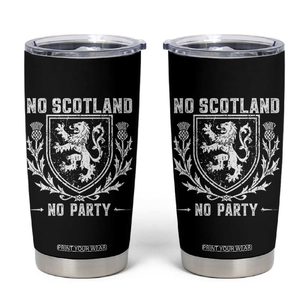 No Scotland No Party Scottish Flag Tumbler Cup Retro Scotland Rampant Lion