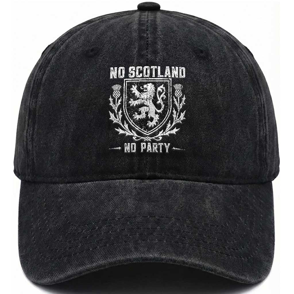 No Scotland No Party Scottish Flag Washed Cotton Baseball Cap Retro Scotland Rampant Lion TS10 Print Your Wear