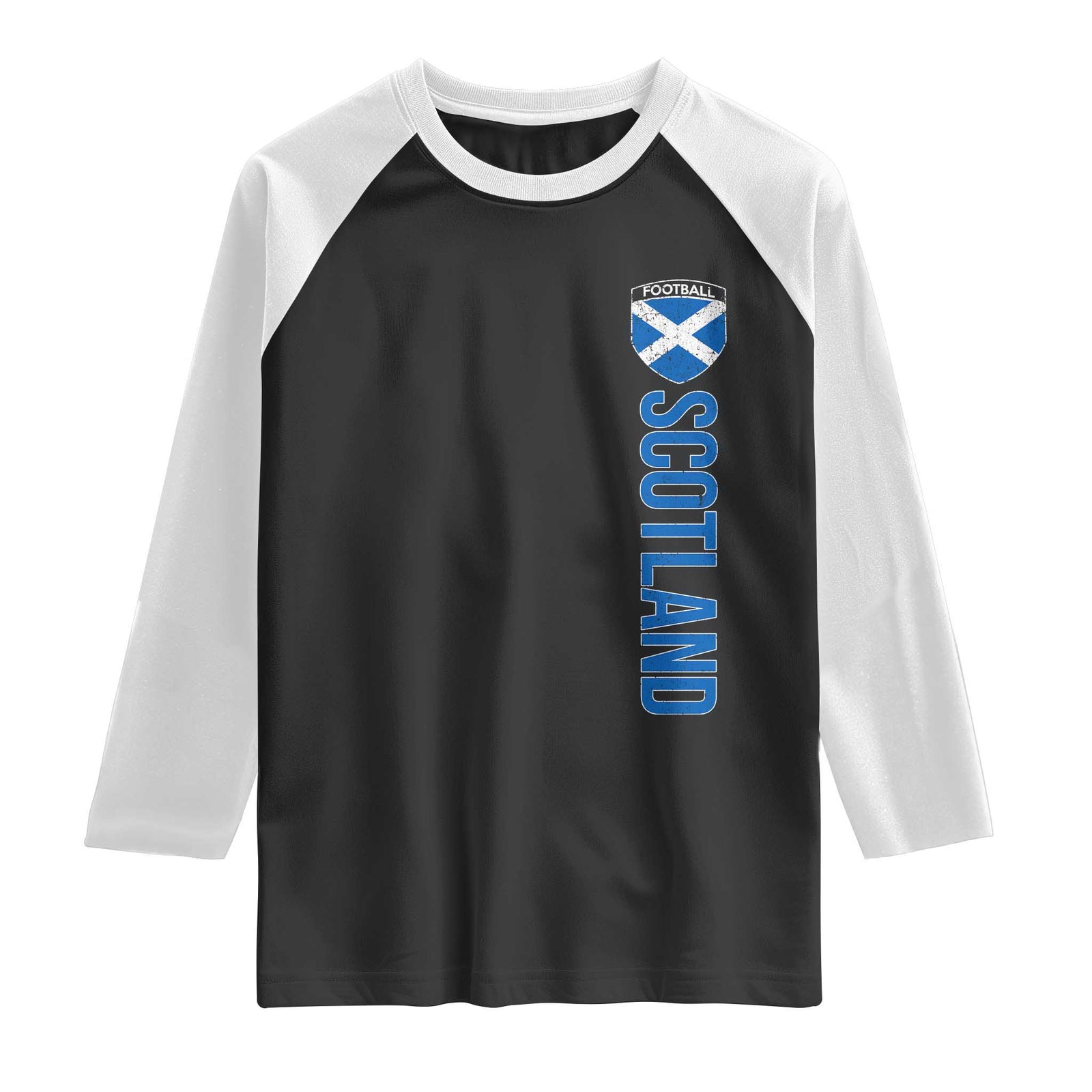 Scotland Soccer Raglan Shirt Vintage SCOT Scottish Flag Graphic Football Fan TS10 Black White Print Your Wear