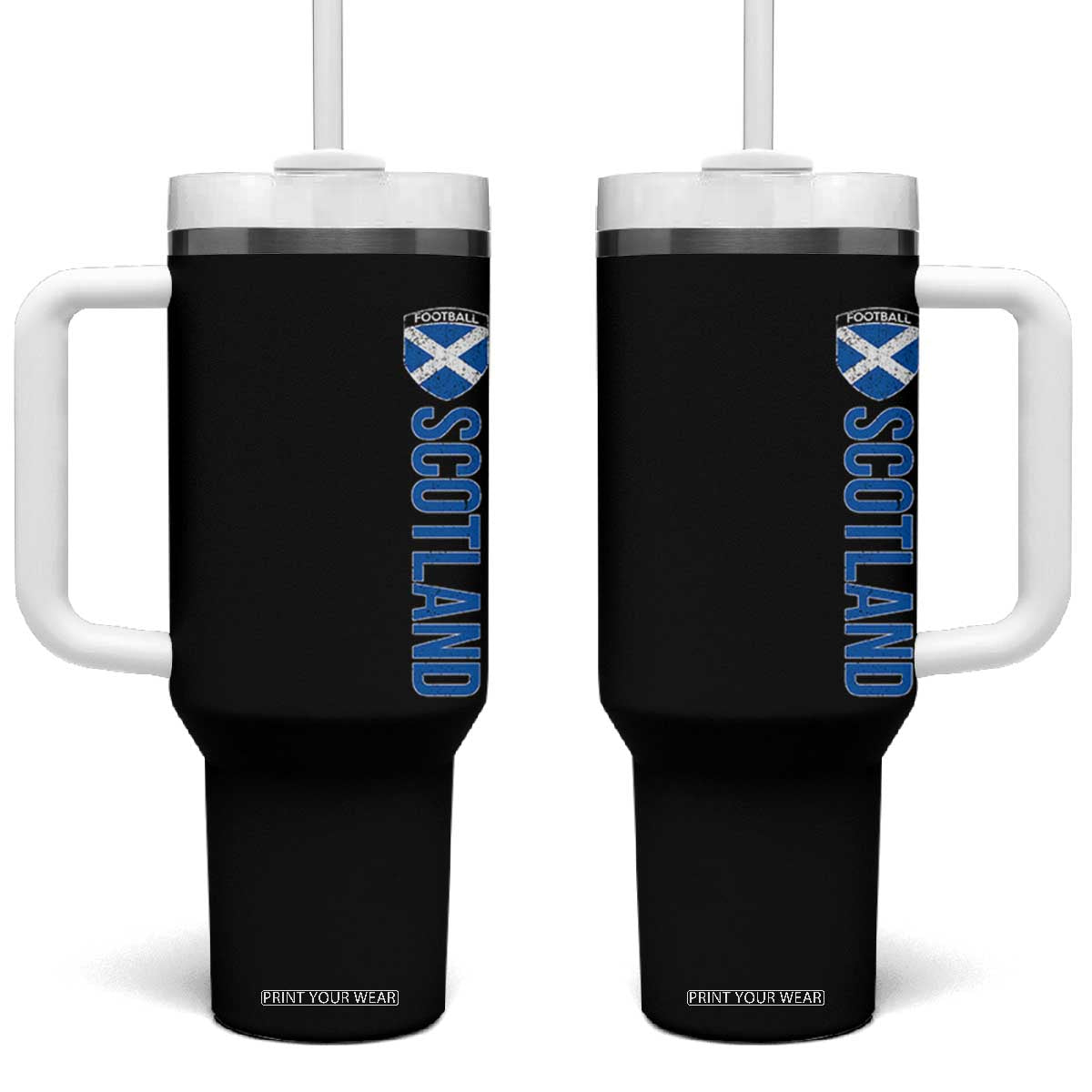 Scotland Soccer Tumbler With Handle Vintage SCOT Scottish Flag Graphic Football Fan TS10 One Size: 40 oz Black Print Your Wear