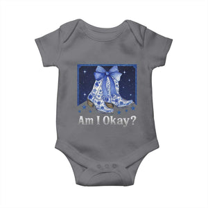 Am I Okay Baby Onesie Boot Cowgirl Coquette Bow TS10 Charcoal Print Your Wear