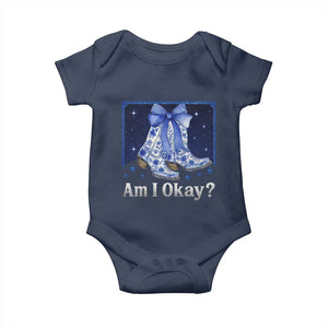 Am I Okay Baby Onesie Boot Cowgirl Coquette Bow TS10 Navy Print Your Wear