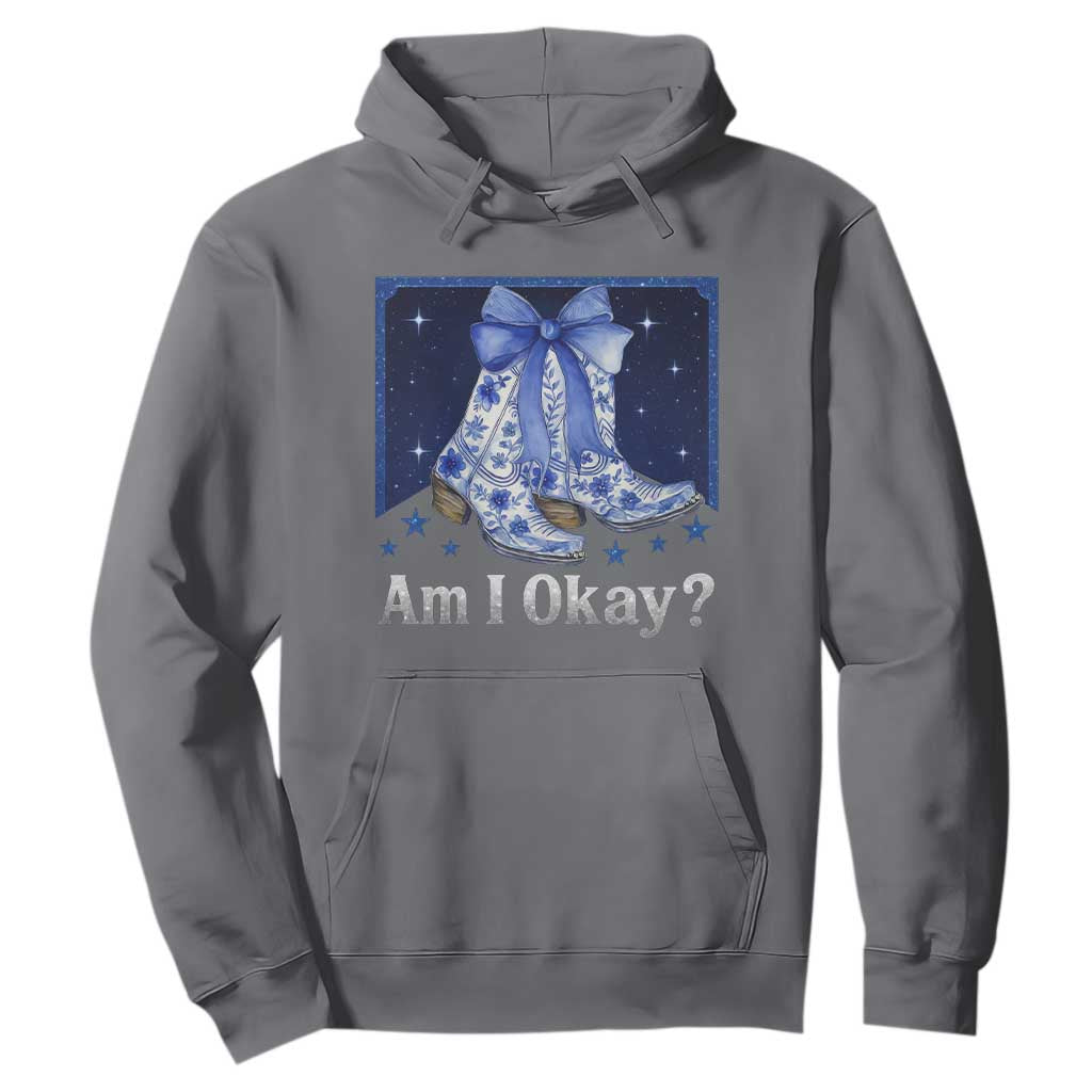 Am I Okay Hoodie Boot Cowgirl Coquette Bow TS10 Charcoal Print Your Wear