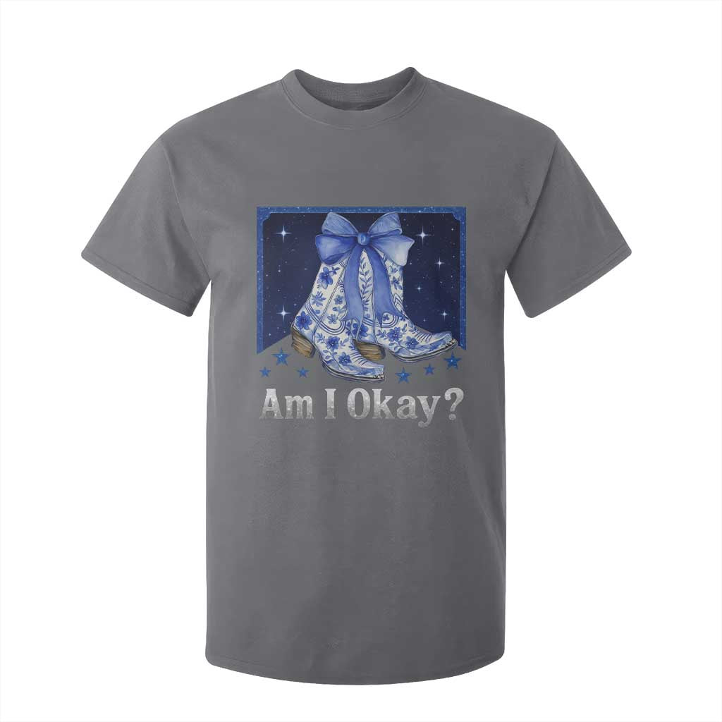 Am I Okay T Shirt For Kid Boot Cowgirl Coquette Bow TS10 Charcoal Print Your Wear