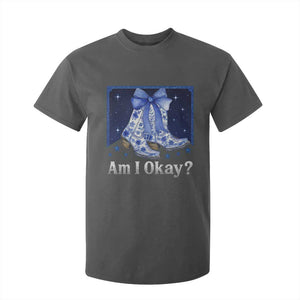Am I Okay T Shirt For Kid Boot Cowgirl Coquette Bow TS10 Dark Heather Print Your Wear