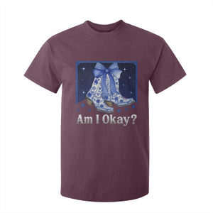 Am I Okay T Shirt For Kid Boot Cowgirl Coquette Bow TS10 Maroon Print Your Wear