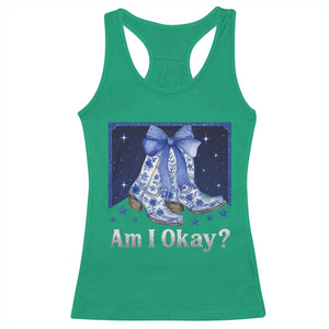 Am I Okay Racerback Tank Top Boot Cowgirl Coquette Bow TS10 Irish Green Print Your Wear