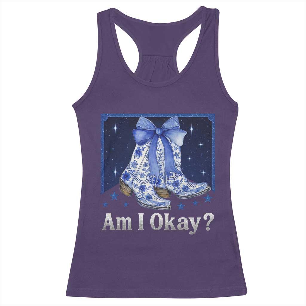 Am I Okay Racerback Tank Top Boot Cowgirl Coquette Bow TS10 Purple Print Your Wear