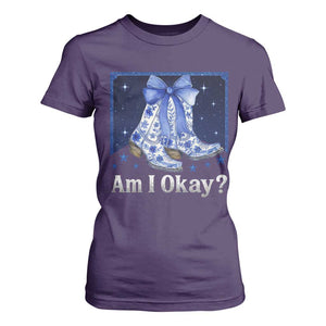 Am I Okay T Shirt For Women Boot Cowgirl Coquette Bow TS10 Purple Print Your Wear